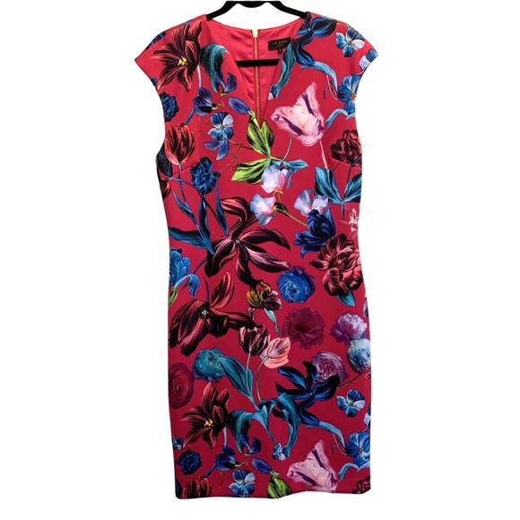 Ted Baker  London Pink Floral Bodycon Sheath Dress - Size 5 US14 - Picture 1 of 4